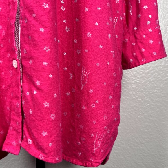DKNY Sz M Long-Sleeve Pink Button-down Shirt with Pockets, Empire State Glitter - Picture 4 of 16